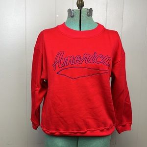 Vintage 80s 90s Perry Ellis Patriotic Embroidered 'America' Sweatshirt Unisex